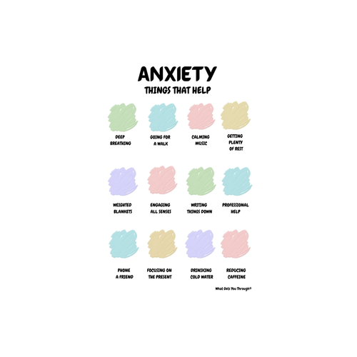 Anxiety (Things That Help) A4 Poster with Stand
