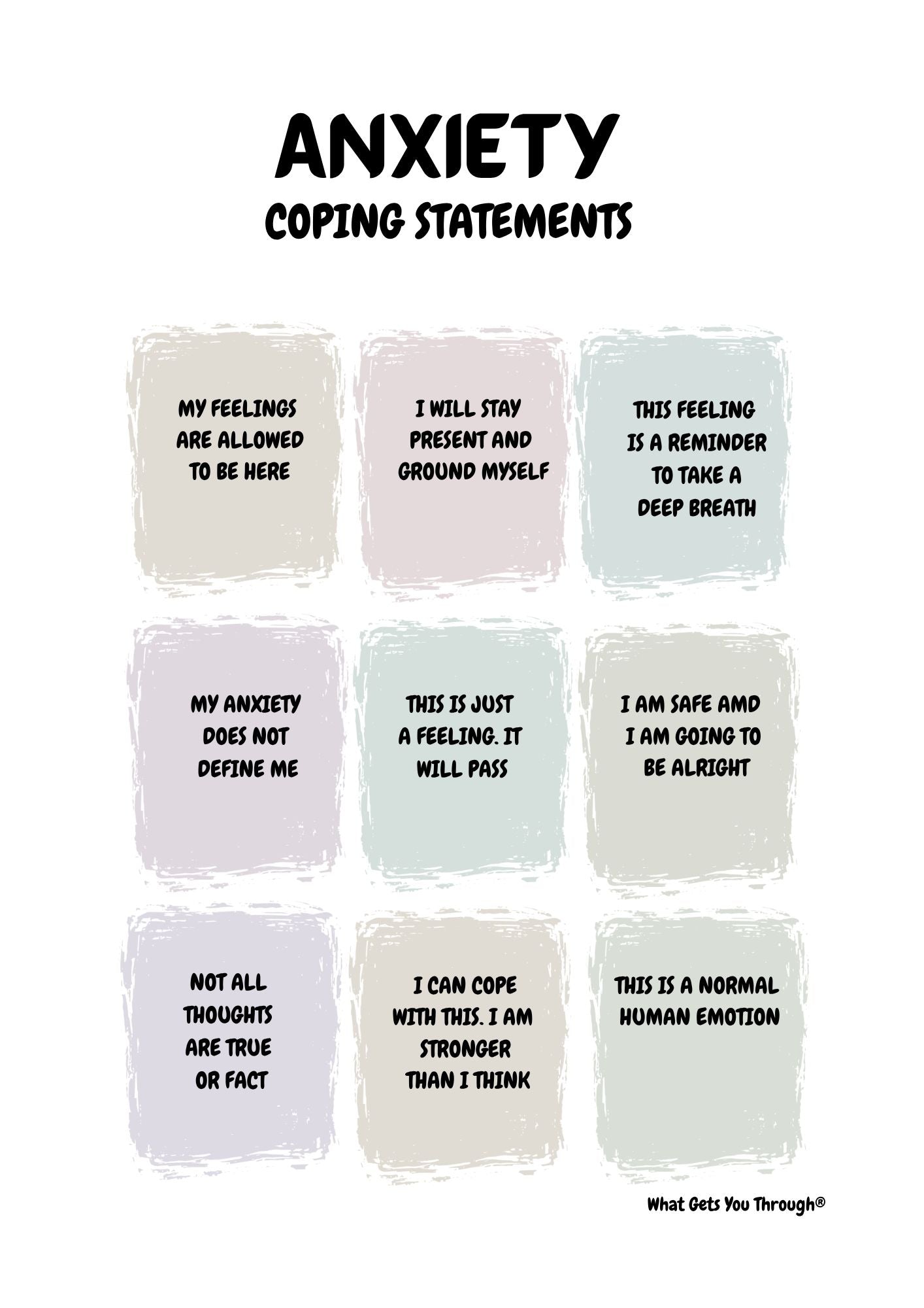 Anxiety (Coping Statements) A4 Poster with Stand