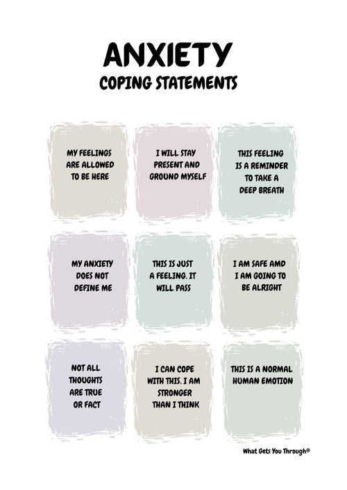 Anxiety (Coping Statements) A4 Poster with Stand